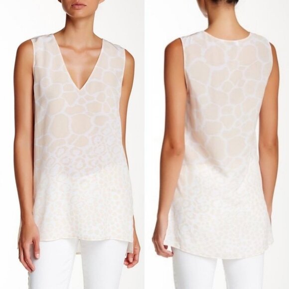 Equipment 100% Silk Sleeveless Tunic Top Size Medium Blush Pink Blouse Leopard M - Picture 1 of 8